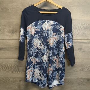 Reborn Paisley 3/4 Sleeve Stretchy Top Women's Size Large